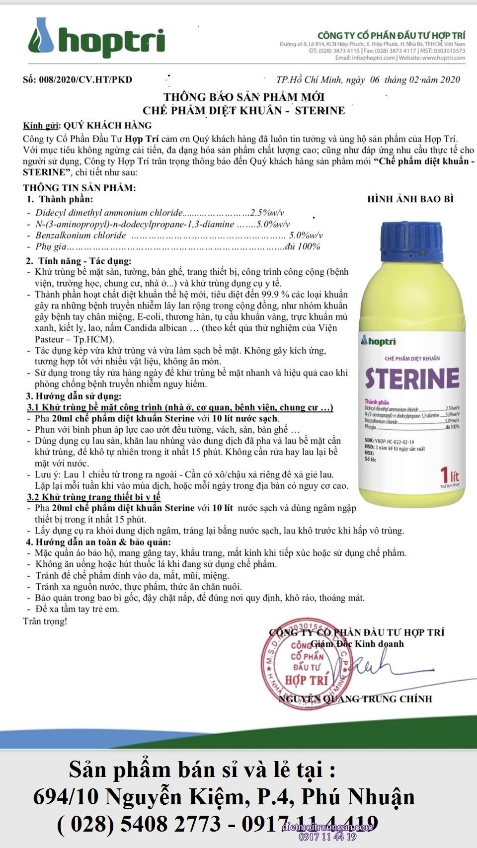 CHẾ PHẨM DIỆT KHỬ KHUẨN PHÒNG DỊCH STERINE