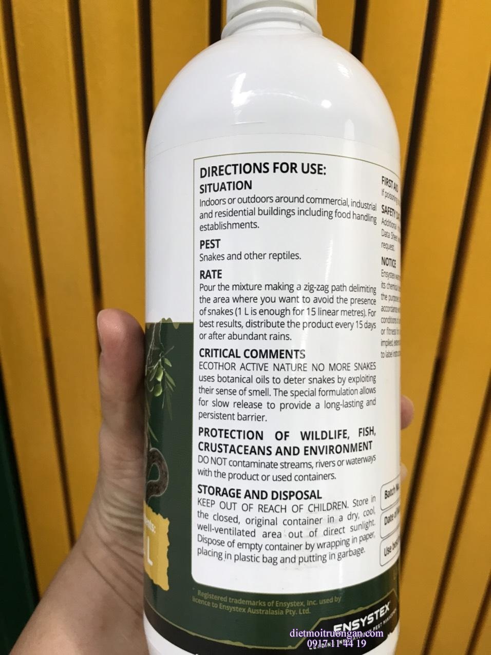 ECOTHOR TINH DẦU  XUA ĐUỔI RẮN  ENSYSTEX ÚC