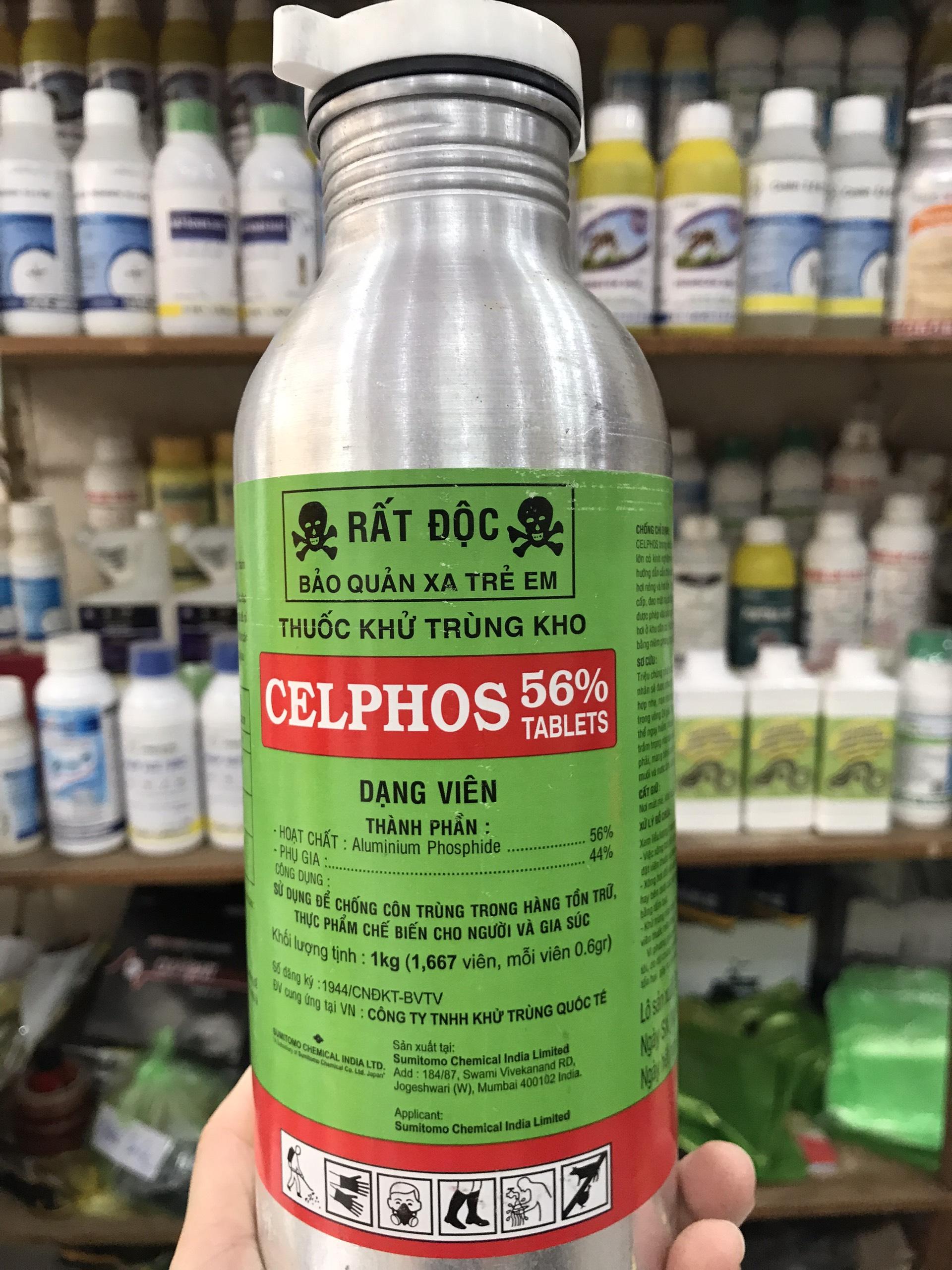Thuốc diệt mọt nông sản chuyên dụng CELPHOS 56%, dạng viên, chai gồm 1667 viên, mỗi viên nặng 0.6gr, xuất xứ Ấn Độ