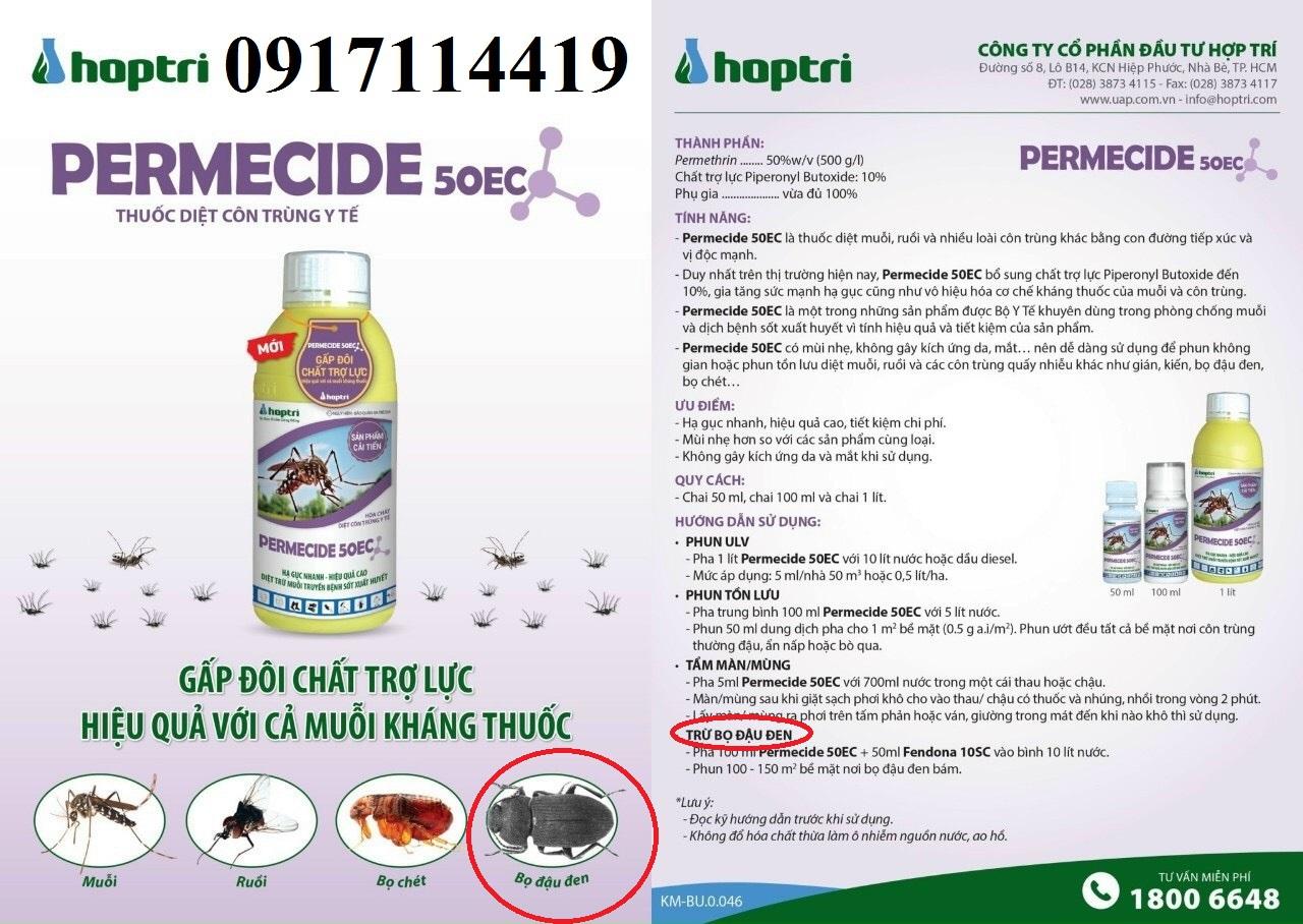 Thuốc diệt bọ đậu đen PERMECIDE 50EC diệt cả ruồi, muỗi, gián, kiến, rệp,.. sản phẩm Hợp Trí, chai 100ml