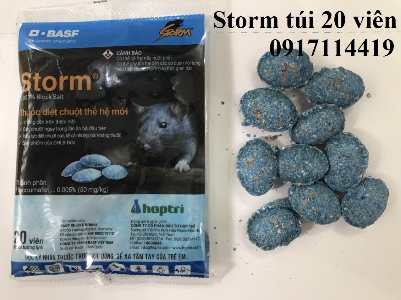 Thuốc diệt chuột Storm Shopee túi 1 kg và túi 20 viên
